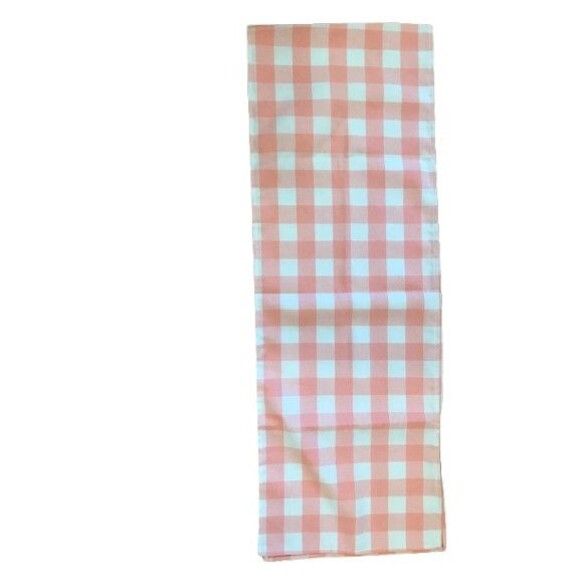 Table Runner 13x72in Cotton/Polyester Blend Pink Check - Picture 1 of 1